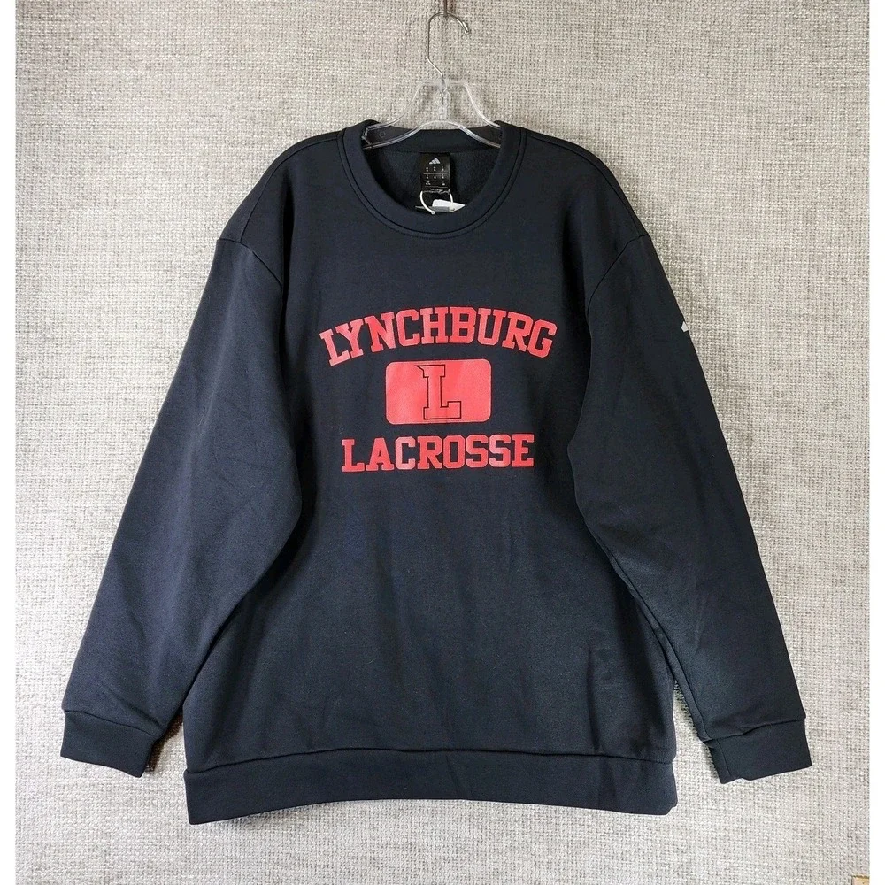 Adidas‎ Lynchburg Lacrosse Sweatshirt Mens XL Black Fleece Crew Neck NEW